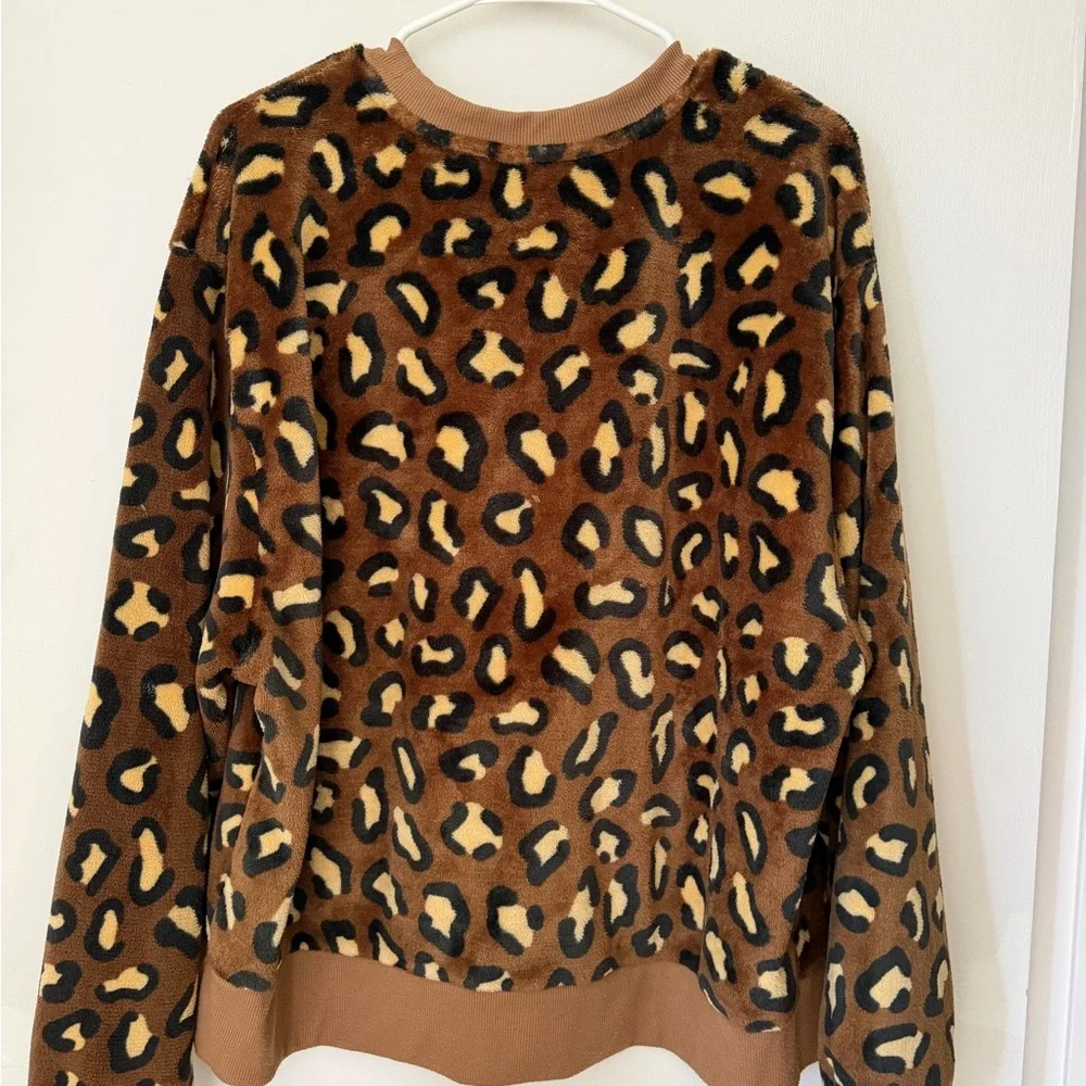 Paul Frank Y2K Cheetah Print Crewneck Oversized Teddy Juniors XL Lounge - Picture 3 of 6